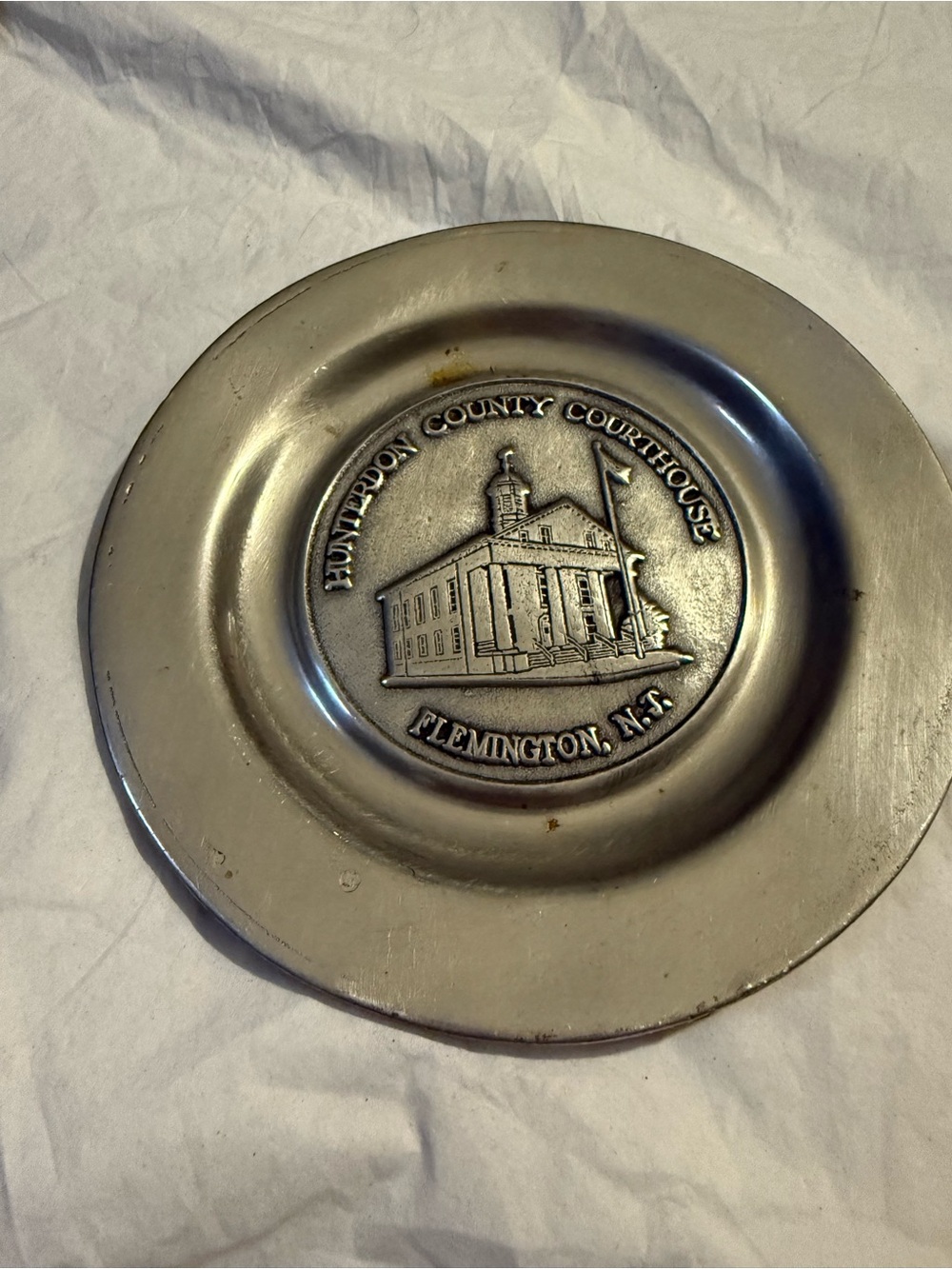 Wilton Silver-Tone Decorative Plate with Courthouse Relief